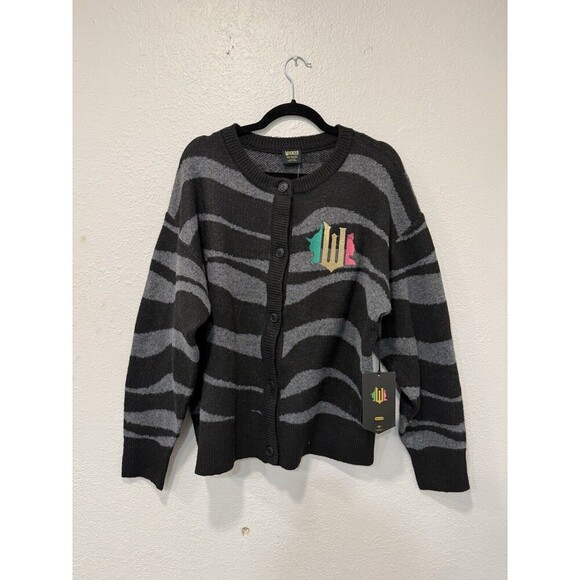 Wicked Graphic Cardigan Paul Tazewell By Target Black/Gray Zebra Strip XL - Picture 2 of 6